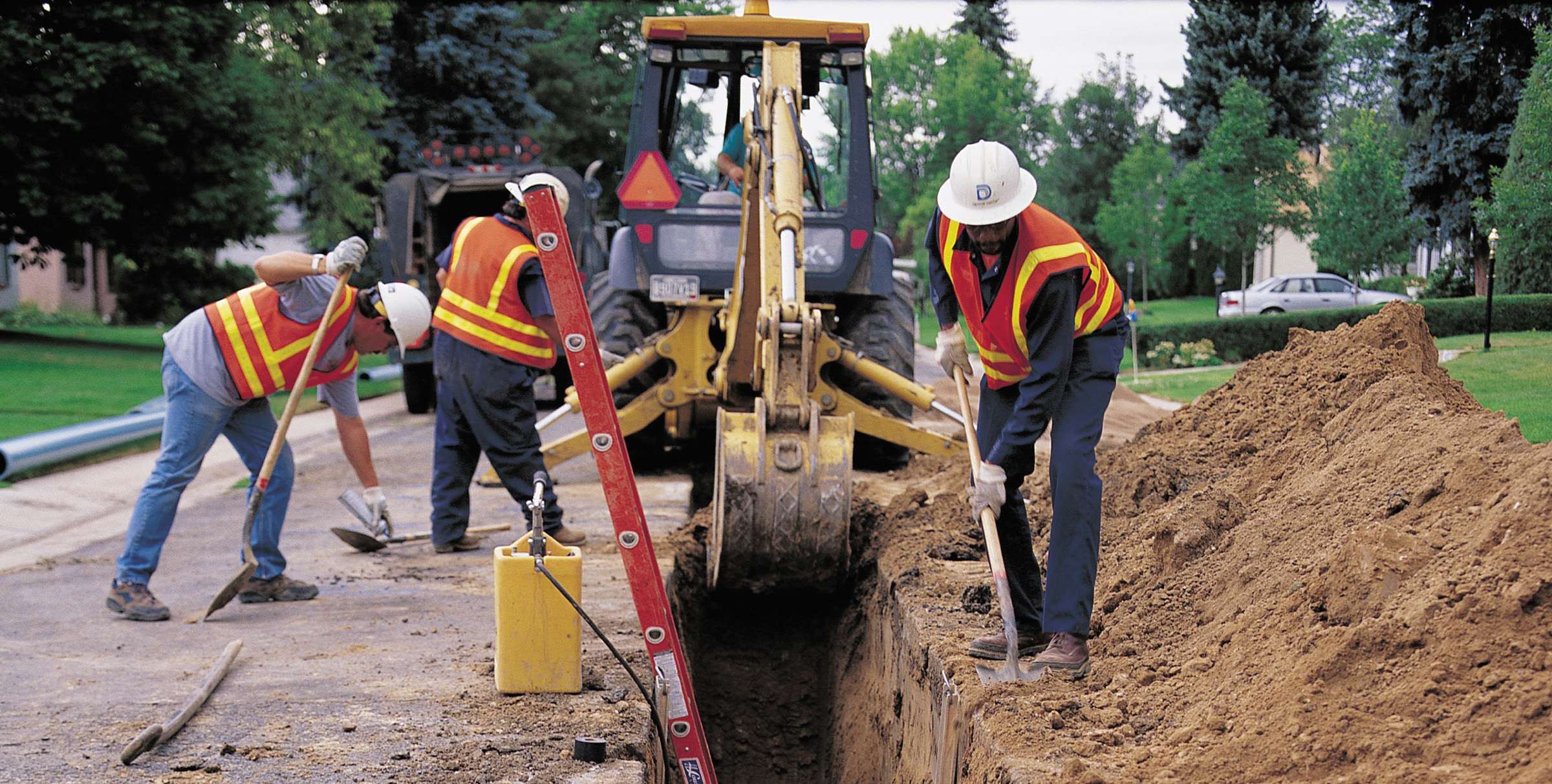 Workers digging on site